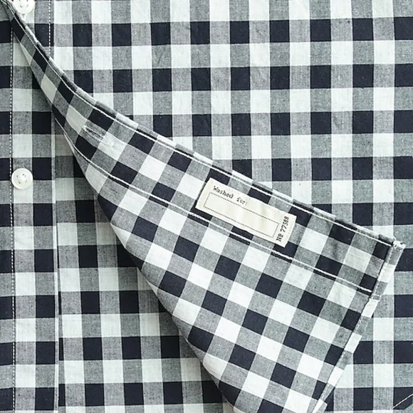JCREW Organic Cotton Secret Wash Button Down Shirt in Navy Gingham - Picture 4 of 7